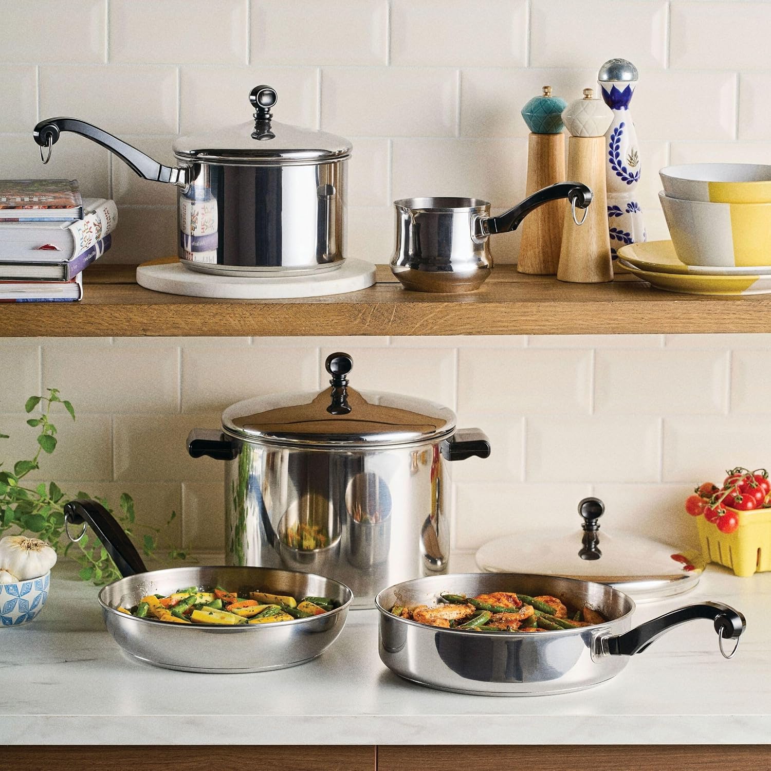 Farberware Classic Series Anniversary Edition Cookware Set, 8-Piece, Stainless Steel Pot and Pan Set