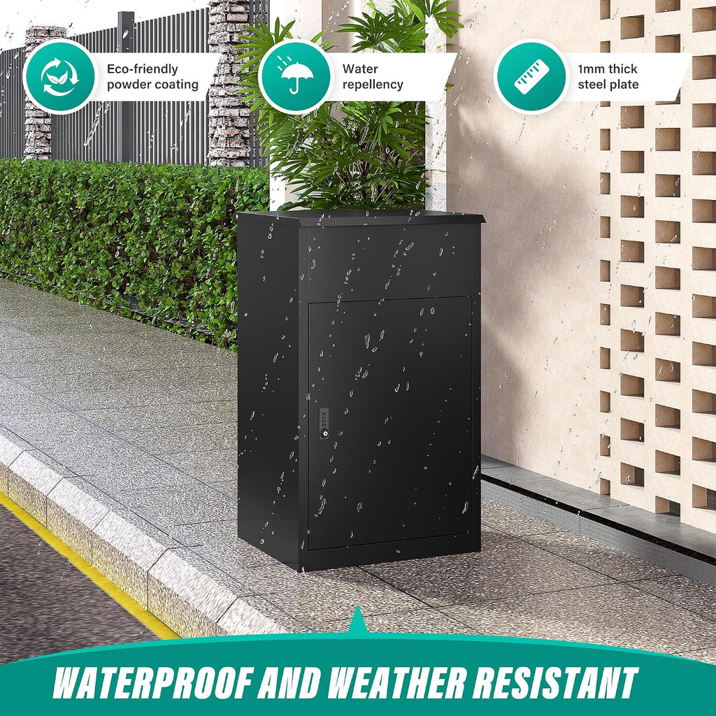 SISESOL Large Package Delivery Box for Outside with Combination Lock,Parcel Drop Boxes with Secure Storage, Anti-Theft Steel Parcel Box, Package Drop Box for Porch, Fence, Curbside (33.5' H)