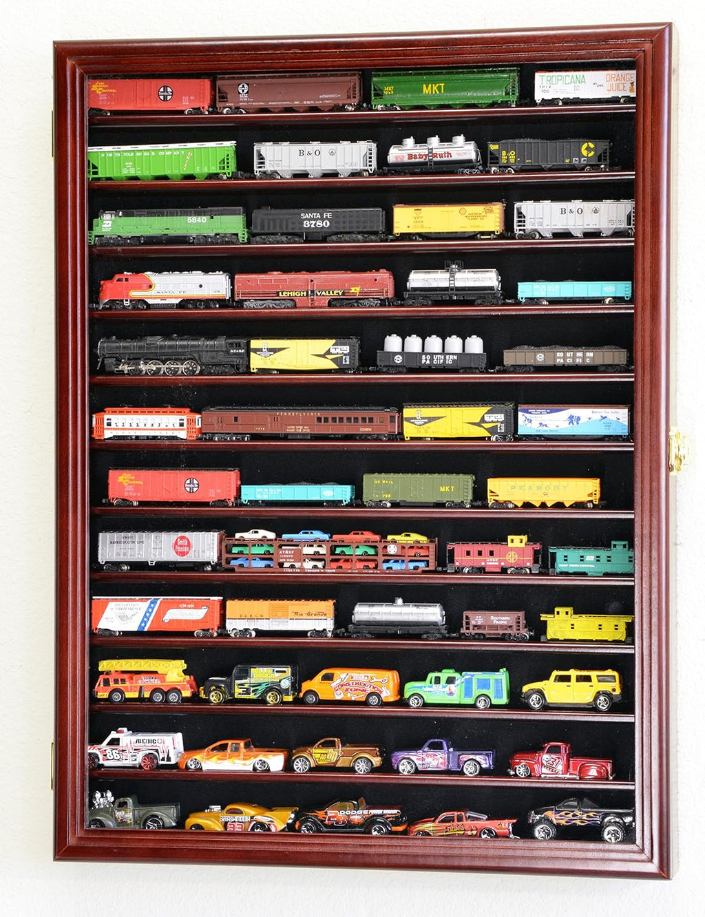 sfDisplay.com,LLC. 12 Shelves N Scale Train Model Trains Display Case Cabinet Wall Rack w/ 98% UV Lockable