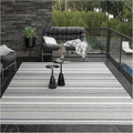 Couristan Recife Indoor Outdoor Rug - Gazebo Stripe 5'3' x 7'6' Rectangle in Ivory and Silver, Low Pile, Hose Washable, Pet- Kid Friendly Home Decor for Living Room, Patio Furniture Set, Kitchen