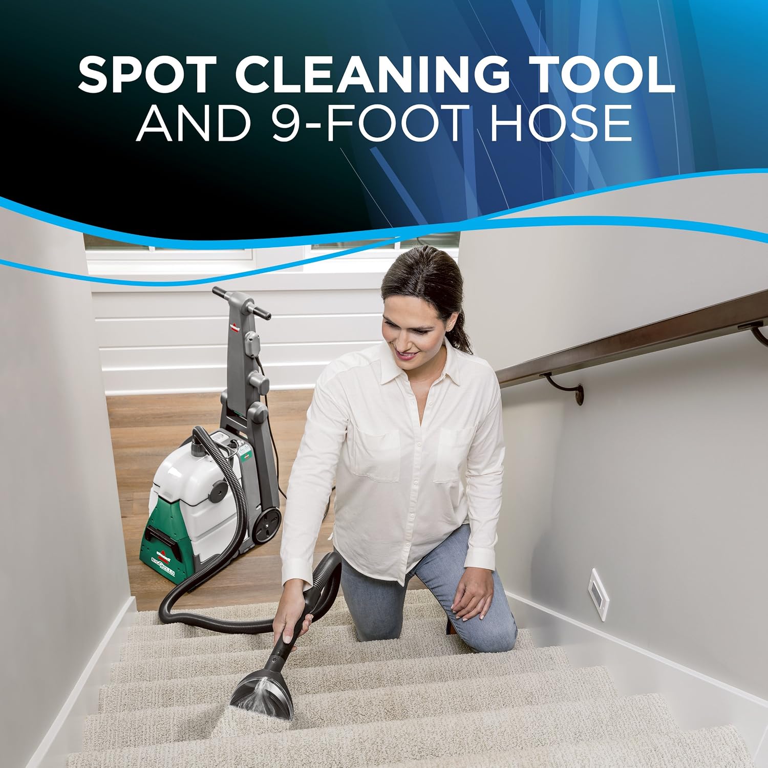 BISSELL® Big Green® Professional Carpet Cleaner with XL DirtLifter PowerBrush, 9-inch Long Reach Hose, 6-inch Tough Stain Tool, Includes BISSELL PRO MAX Formula with Stain Protect Technology