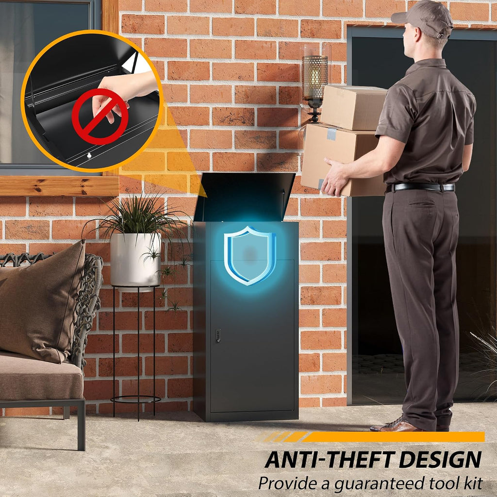 Large Package Delivery Boxes for Outside, Anti-Theft Steel Parcel Box with Coded Lock, Waterproof Weather Resistant Package Mailbox, Package Delivery Box for Porch, Fence, Curbside (Large)