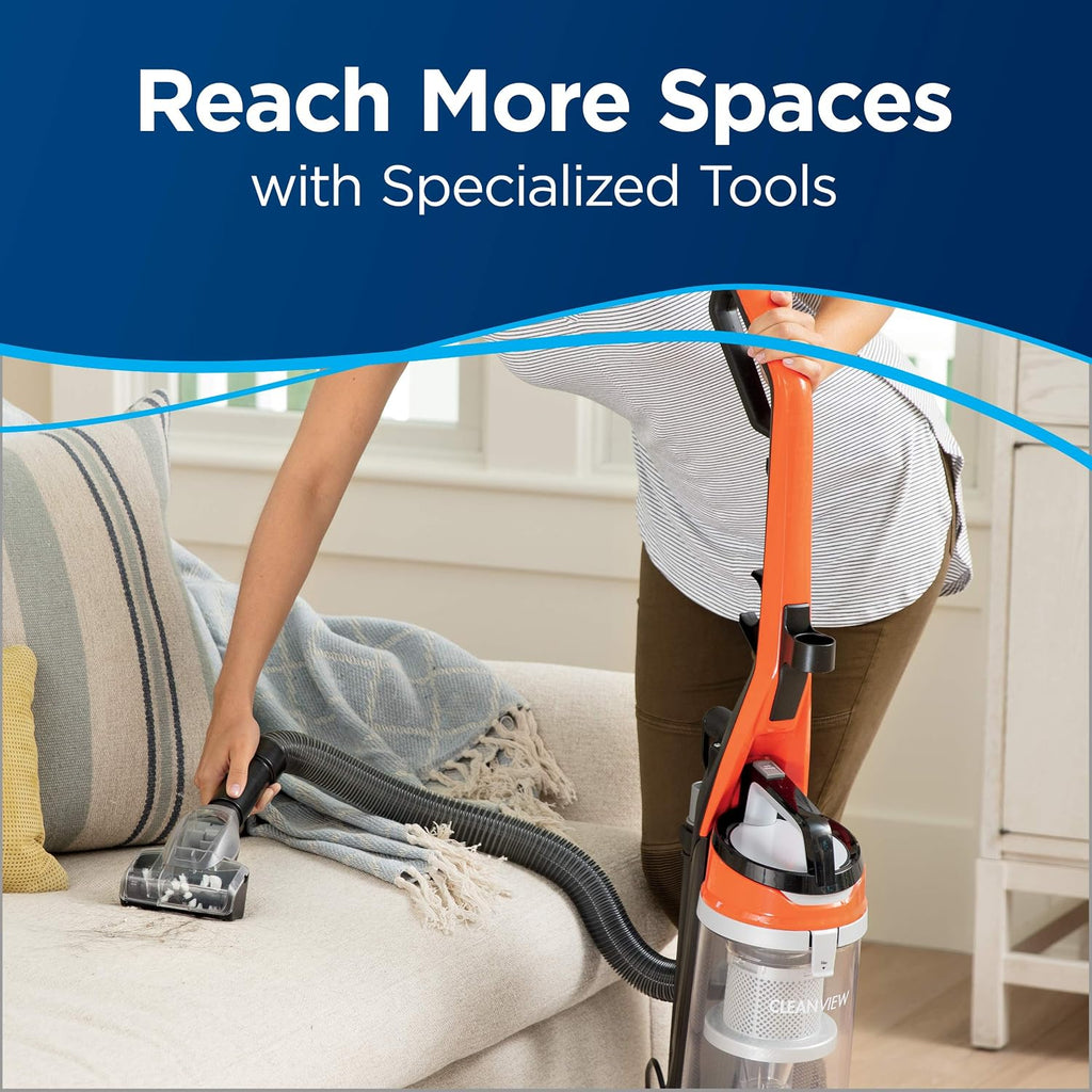 BISSELL 2486 CleanView Bagless Vacuum, Powerful Multi Cyclonic System, Large Capacity Dirt Tank, Specialized Pet Tools, Easy Empty , Orange