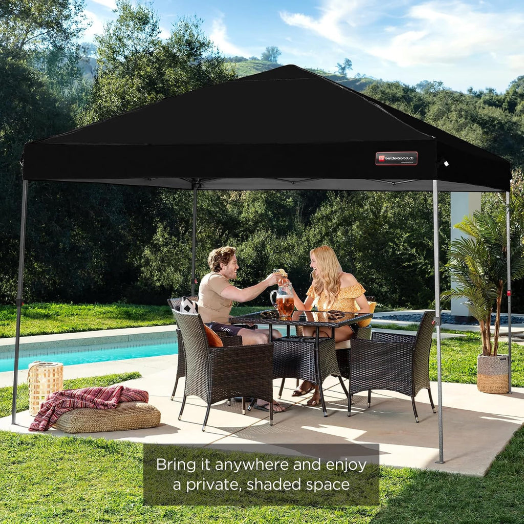 Best Choice Products 10x10ft Pop Up Canopy Tent, Outdoor Shade, 1 Person 1 Minute Set Up, Carry Case, 4 Weight Bags - Black
