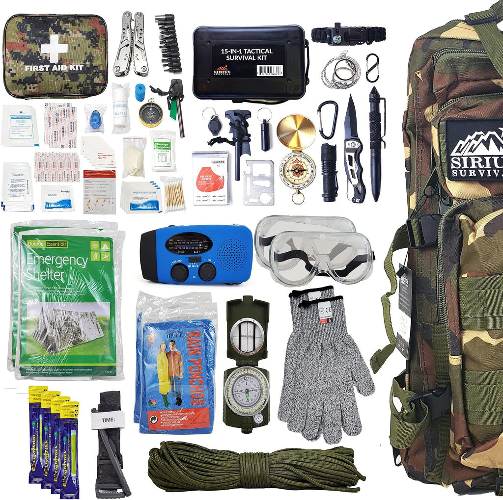 Bug Out Bag Backpack Bugout Kit Great for Family - Survival Backpack for Earthquakes, Hurricanes, Floods, Tornados, Fires & Other Disasters