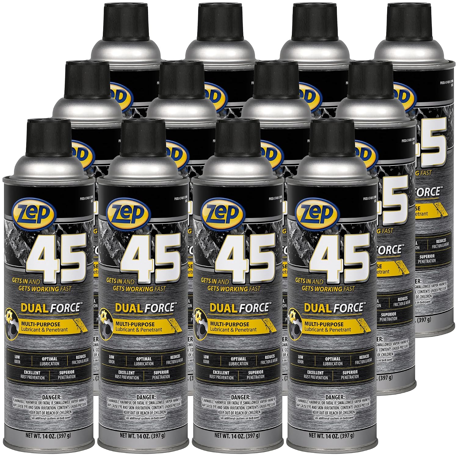 Zep 45 Dual Force Multi-Purpose Lubricant and Penetrant Aerosol - 14 oz (Case of 12) - 374301 - Professional Formula Dual Purpose, Low Odor, Optimal Lubrication, Reduces Friction and Wear
