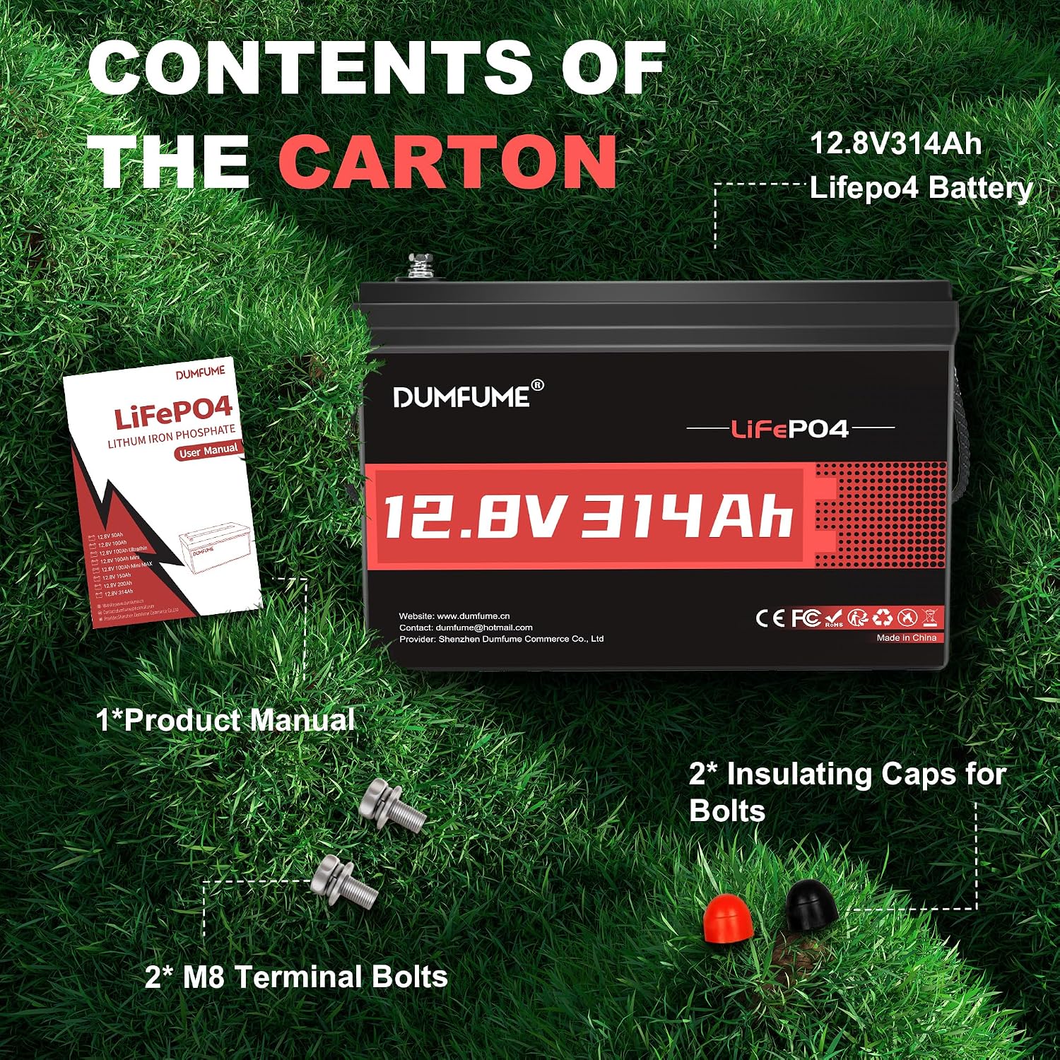 2 Packs 12V 314Ah LiFePO4 Lithium Batteries, 200A BMS 15000+ Deep Cycles 300Ah Battery, Low Temp Cutoff, 4.01kWh for Large RV Solar System & Off-Grid Power