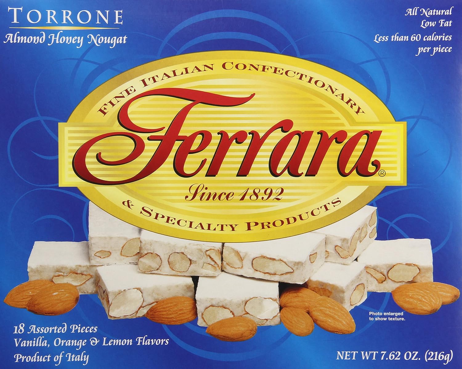 Ferrara Torrone Nougat Candy, Almond Honey, 18 Count (Pack of 12)