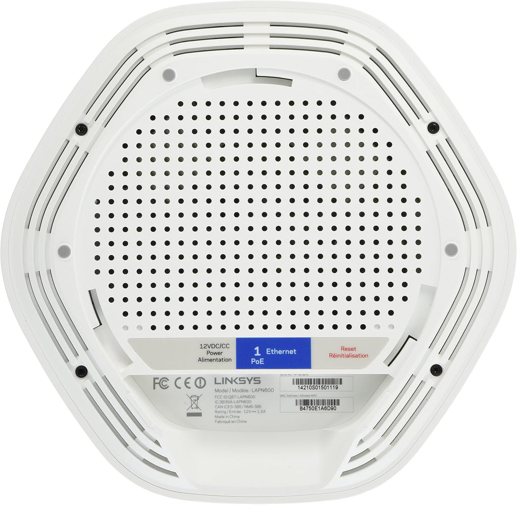 Linksys LAPN600: Wireless Business Access Point, Wi-Fi, Dual Band 2.4 + 5 GHz N600, PoE, Range Extension via WDS and Workgroup Bridge (White)