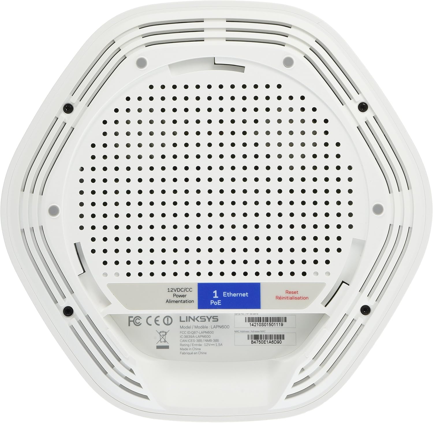 Linksys LAPN600: Wireless Business Access Point, Wi-Fi, Dual Band 2.4 + 5 GHz N600, PoE, Range Extension via WDS and Workgroup Bridge (White)