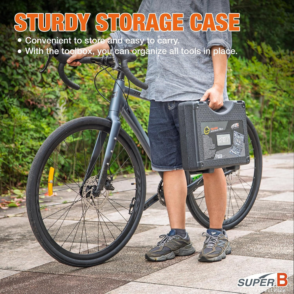 Super B Bicycle Tool Set - Bike Repair Kit with Carry Case - Bike Maintenance Tools for Road Bikes and Mountain Bikes, Repairing Tyres, Brakes, Chains, Pedal, Crank Puller