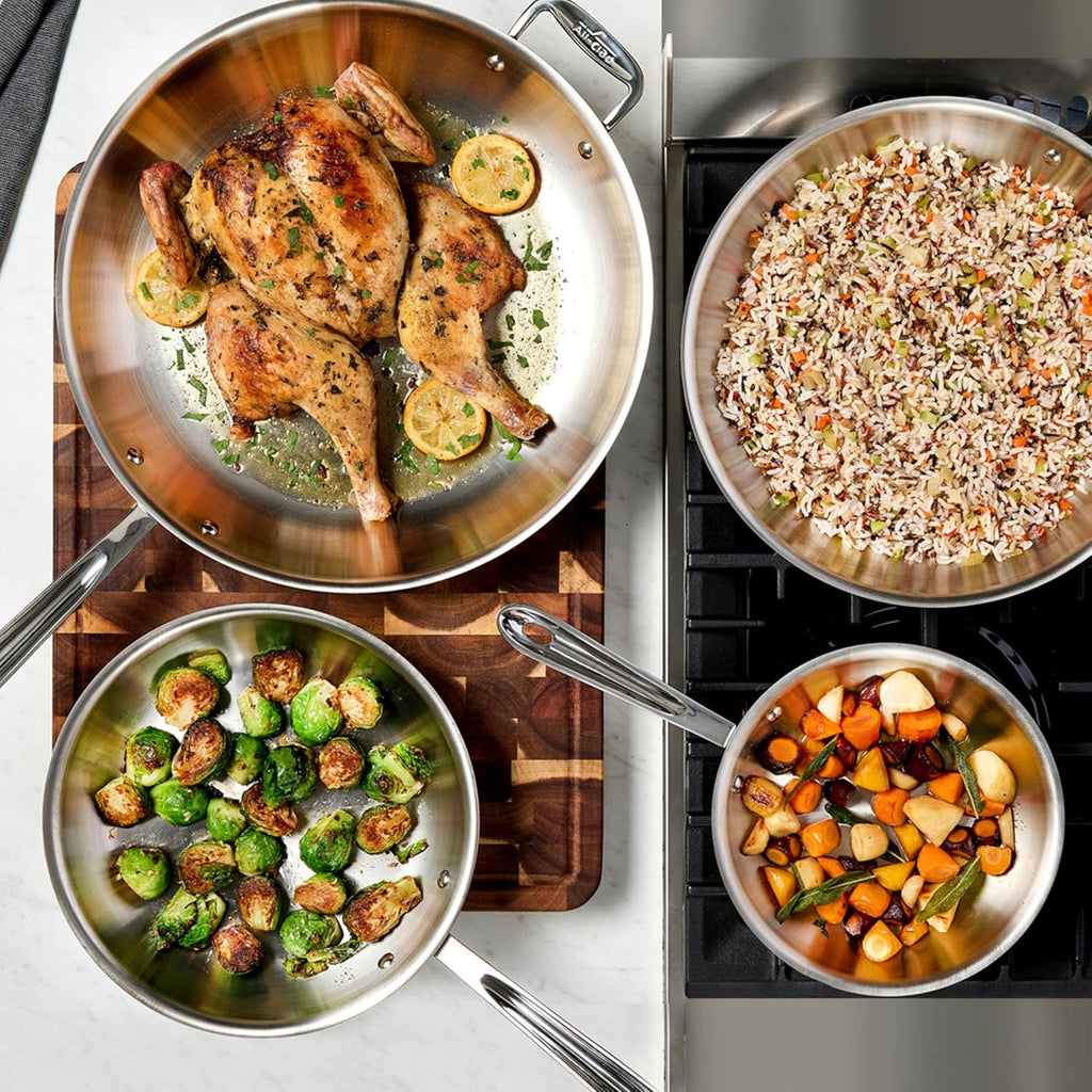All-Clad D3® Stainless Steel 10 and 12 inch Frying Pans Set - Made in the USA- The Original Bonded Professional Cookware- Oven Safe & Induction Compatible