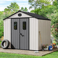 8 x 6 FT Plastic Outdoor Storage Shed with Floor,Garden Resin Shed with Window and Lockable Door, Outside Sheds for Bike, Garbage Can, Tool