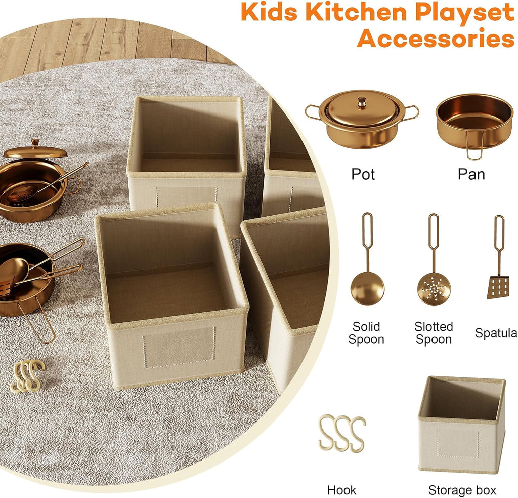 knoworld Play Kitchen for Kids, Wooden Toy Kitchen Set with Smart Storage & Accessories, Toddler Kitchen Playset with Stove & Oven, Pretend Play Set, Gift for Ages 3+, White