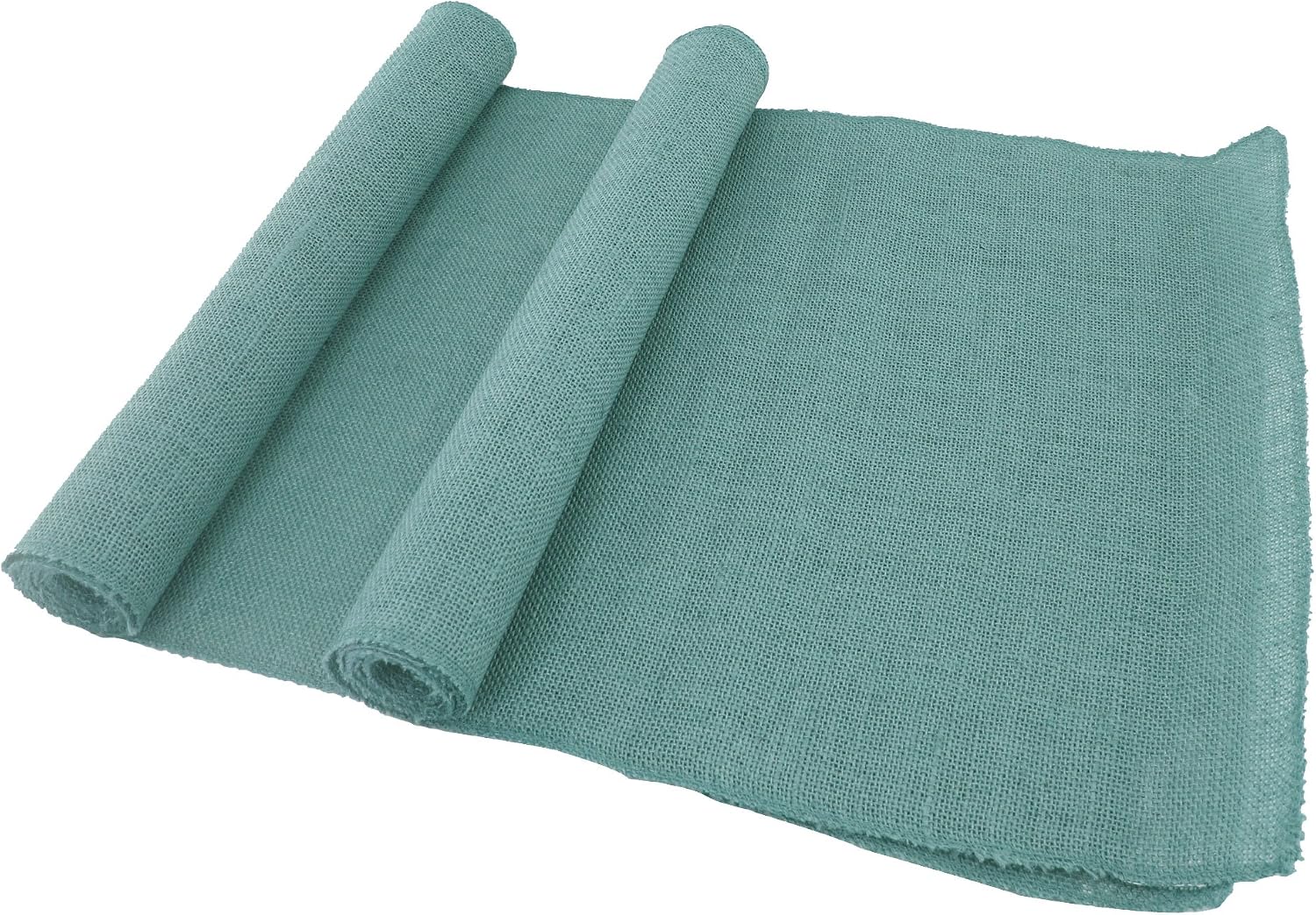 BambooMN Steel Blue 15' x 88' Vintage Burlap Table Runner for Rustic Wedding Bridal Shower Bachelorette Graduation Party Table Decor Decorations, 30 Pieces