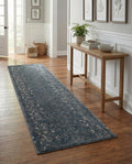 Rugs.com - Oregon Rug – 12 Ft Runner Blue Hand-Knotted Textured Rug – Perfect for Hallways, Entryways, and High-Traffic Indoor Areas