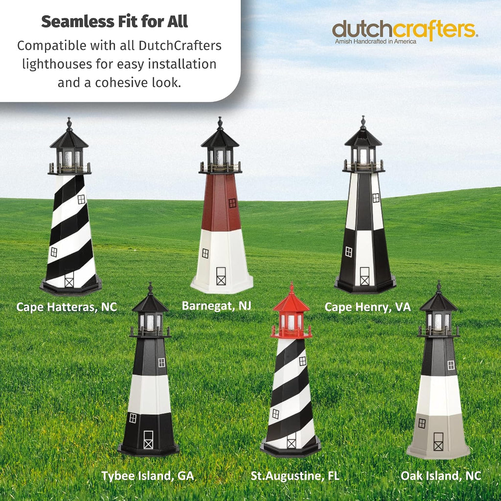 DutchCrafters Solar Powered Lighthouse Kit - Solar Lights Outdoor Waterproof with LED Lights for Outside and Dusk to Dawn Light, Lighthouse Beacon, Backyard Decor - Amish Made in USA