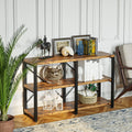 IRONCK Bookshelf Double Wide 47 in 3-Tier, Industrial Bookcases, Wood and Metal Bookshelves, Book Shelves for Home Office Decor Display