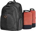 EVERKI Atlas Business Laptop Backpack Bundle + Compression Packing Cube Set - Packing Cubes for Backpack & Trolley 4.6L & 9L + 29L/32L Laptop Backpack for Work, Travel, Men & Women - Black & Orange