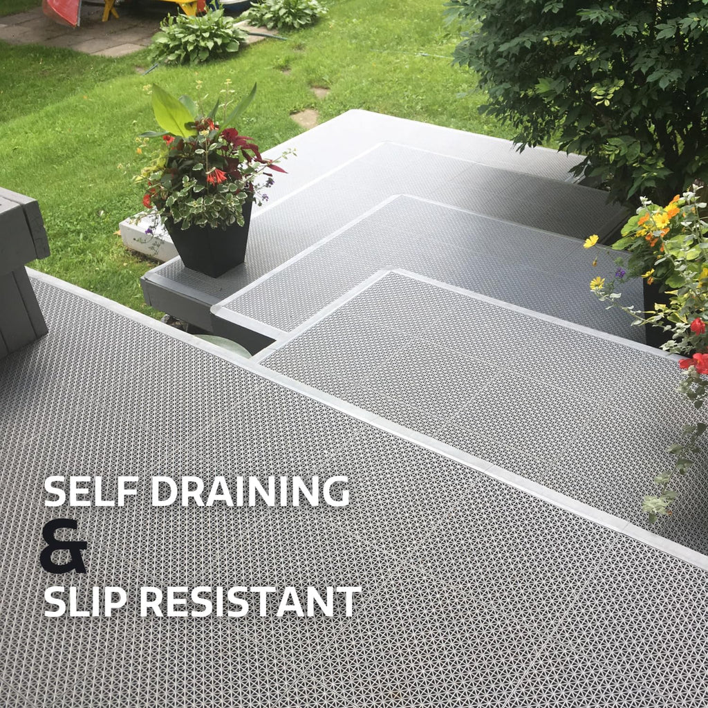 Big Floors DuraGrid Deck Tiles, Interlocking Outdoor Tiles for Patio, Self-Draining, UV-Resistant, Water-Resistant Modular Flooring, Easy Install (Green, 24 Pack)