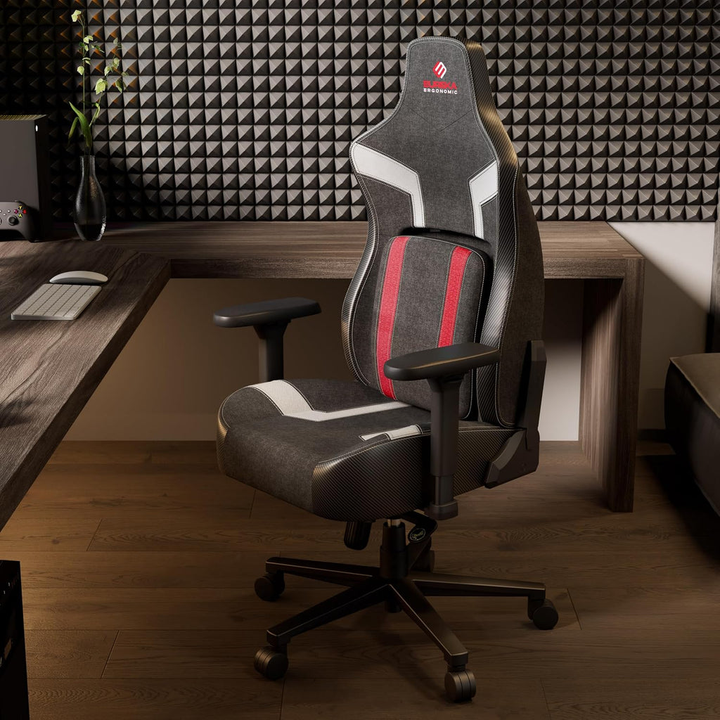 EUREKA ERGONOMIC Gaming Chair GC08, Computer Gamer Chair with Lumbar Support, Racing Style Gaming Chairs with 4.3in Thicken Seat Cushion, Ergonomic Gaming Chair for Adults, Red