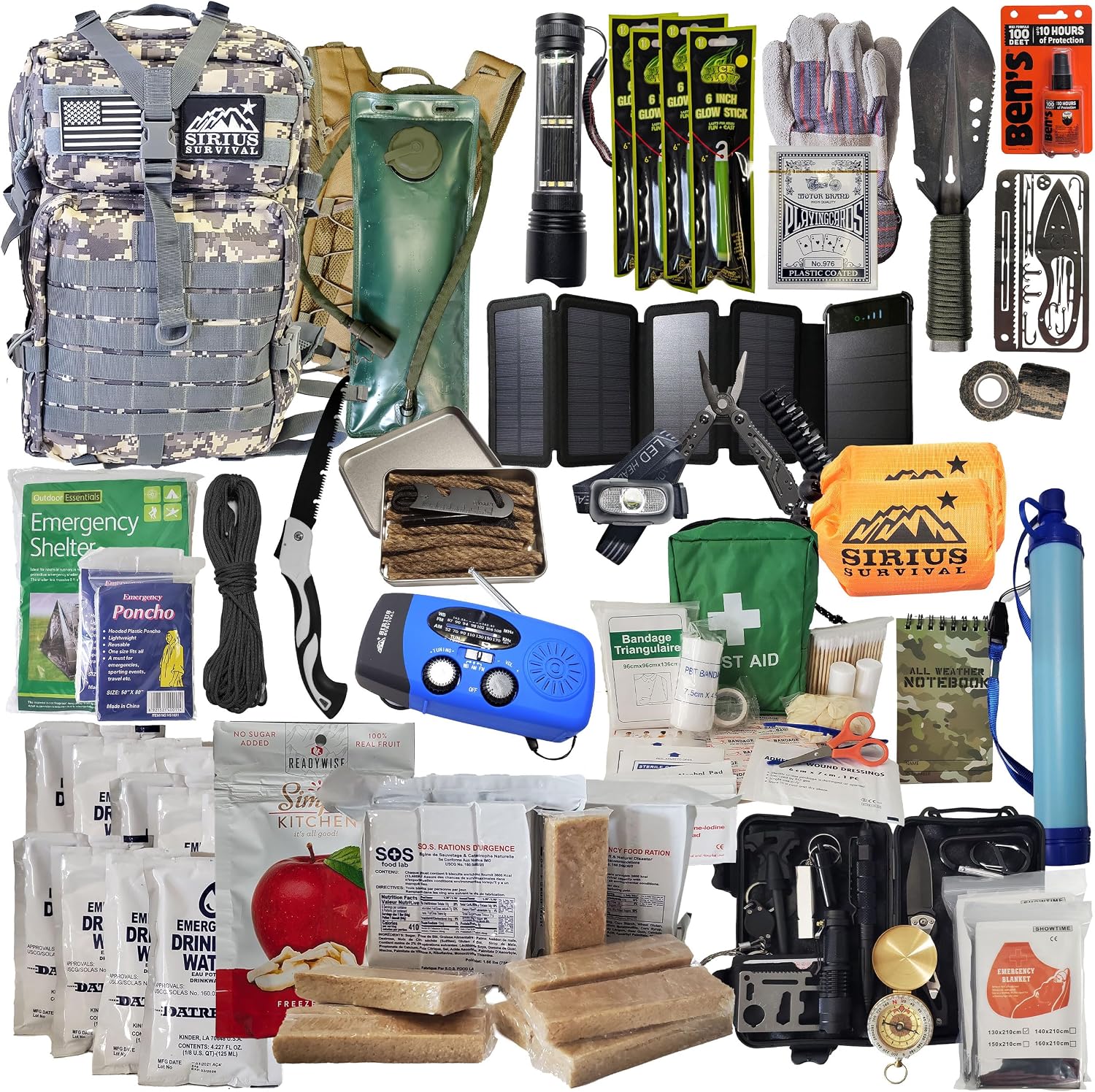 Bug Out Bag - Premium Bugout Backpack Pre-Packed Survival Kit - Ultimate 72 Hour Backpack Survival Kit - Comprehensive Survival Items - Go Bag Emergency