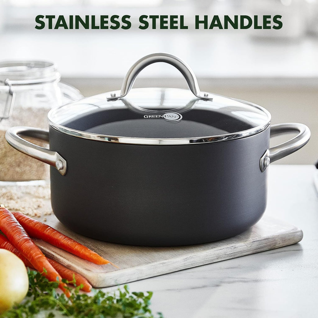 GreenPan Lima Hard Anodized Healthy Ceramic Nonstick 18 Piece Cookware Bakeware Pots and Pans Set, PFAS-Free, Oven Safe, Gray