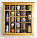 sfDisplay.com,LLC. 21 Shot Glass Shotglass Shooter Display Case Holder Cabinet Wall Rack 98% UV Lockable