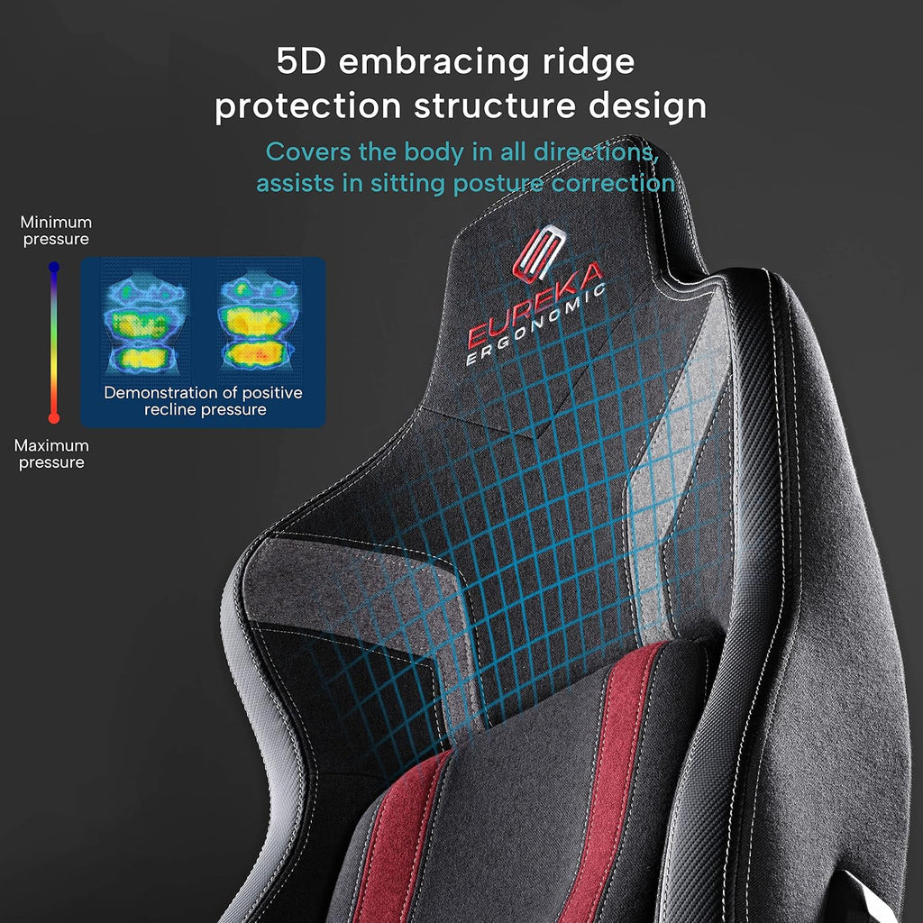 EUREKA ERGONOMIC Gaming Chair GC08, Computer Gamer Chair with Lumbar Support, Racing Style Gaming Chairs with 4.3in Thicken Seat Cushion, Ergonomic Gaming Chair for Adults, Red