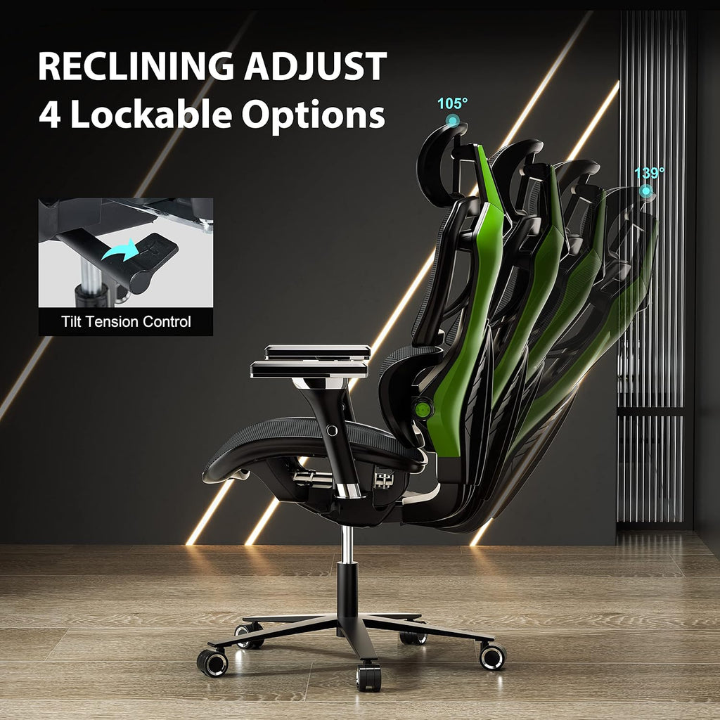 EUREKA ERGONOMIC Typhon Gaming Chair GC05, Gamer Chair with Lumbar Support, Breathable Ergonomic Gaming Chairs with 4D Armrests, High Back Gaming Chairs for Adults, Green