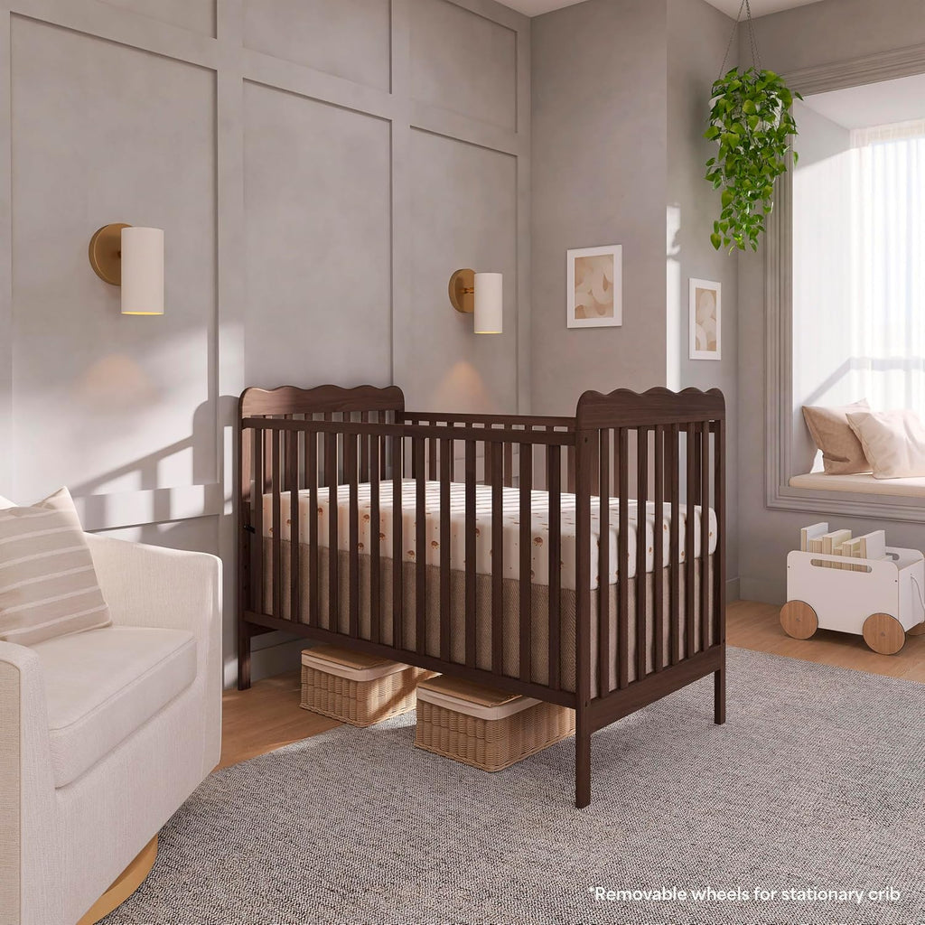 Dream On Me Carson Classic 3-in-1 Convertible Full-Size Baby Crib in Smokey Oak, GreenGuard Gold & BSA, 4 Mattress Heights, Converts to Day & Toddler Bed, Locking Wheels, Classic Nursery Design