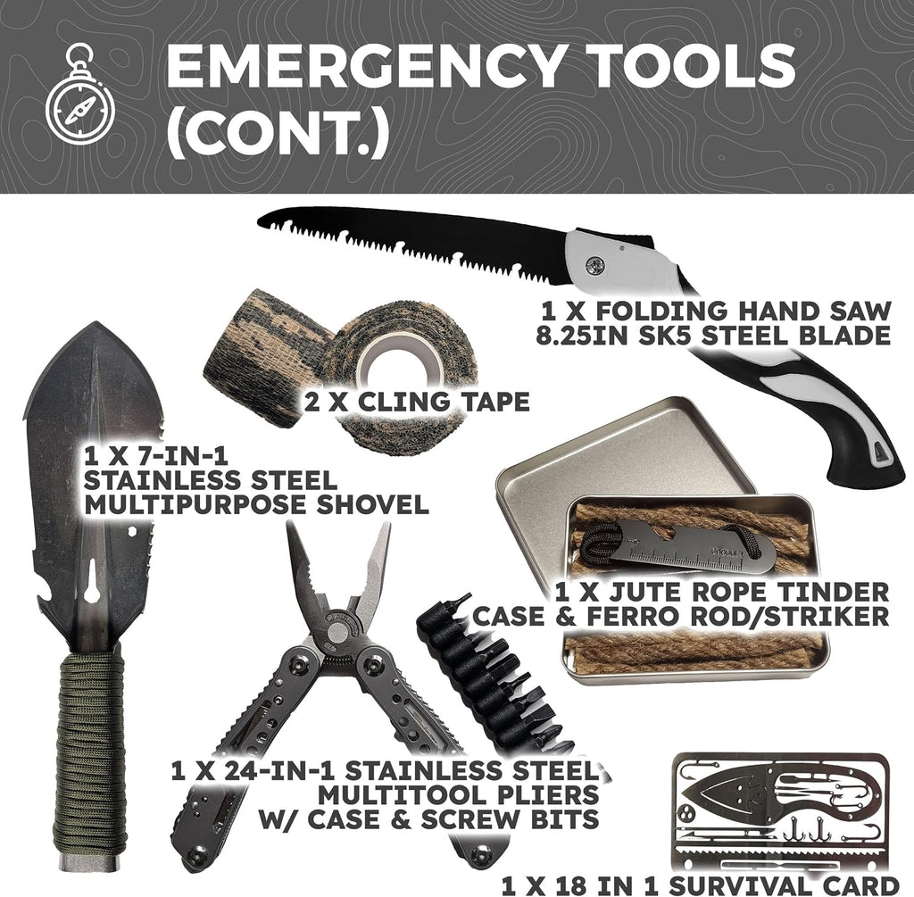 Bug Out Bag - Premium Bugout Backpack Pre-Packed Survival Kit - Ultimate 72 Hour Backpack Survival Kit - Comprehensive Survival Items - Go Bag Emergency