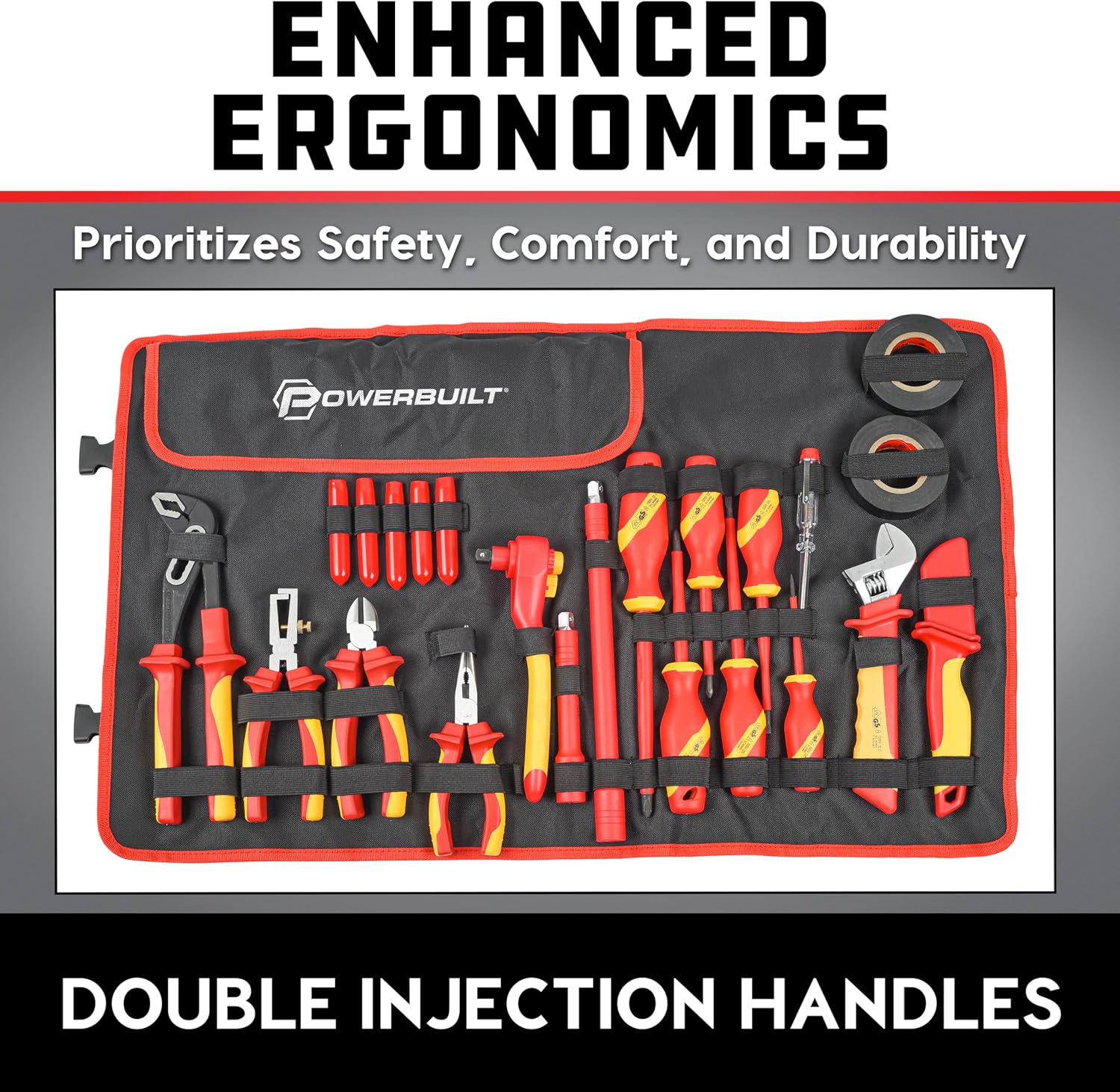 Powerbuilt 33-Piece VDE Tool Set, Insulated Ratchet, Screwdrivers, Sockets, Acessories, High-Voltage Electrical and Hybrid Vehicles, Home Repair, Certified High-Quality - 642938