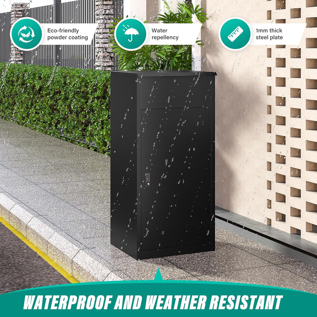 Large Package Delivery Box for Outside with Combination Lock,Parcel Drop Boxes Secure Storage, Anti-Theft Steel Parcel Box, Package Delivery Boxs for Home,Porch, Fence,Curbside (41.3'H)