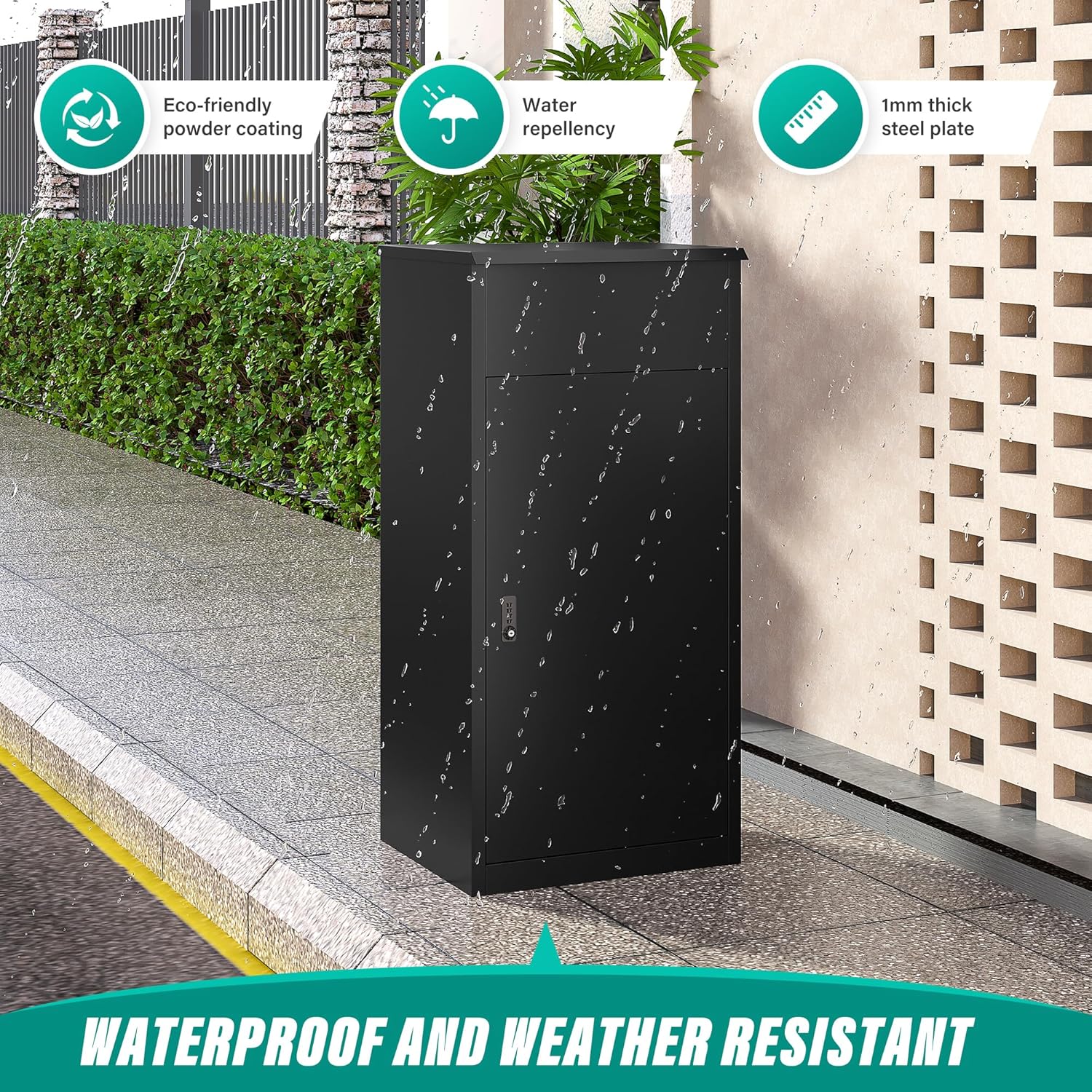 Large Package Delivery Box for Outside with Combination Lock,Parcel Drop Boxes Secure Storage, Anti-Theft Steel Parcel Box, Package Delivery Boxs for Home,Porch, Fence,Curbside (41.3'H)