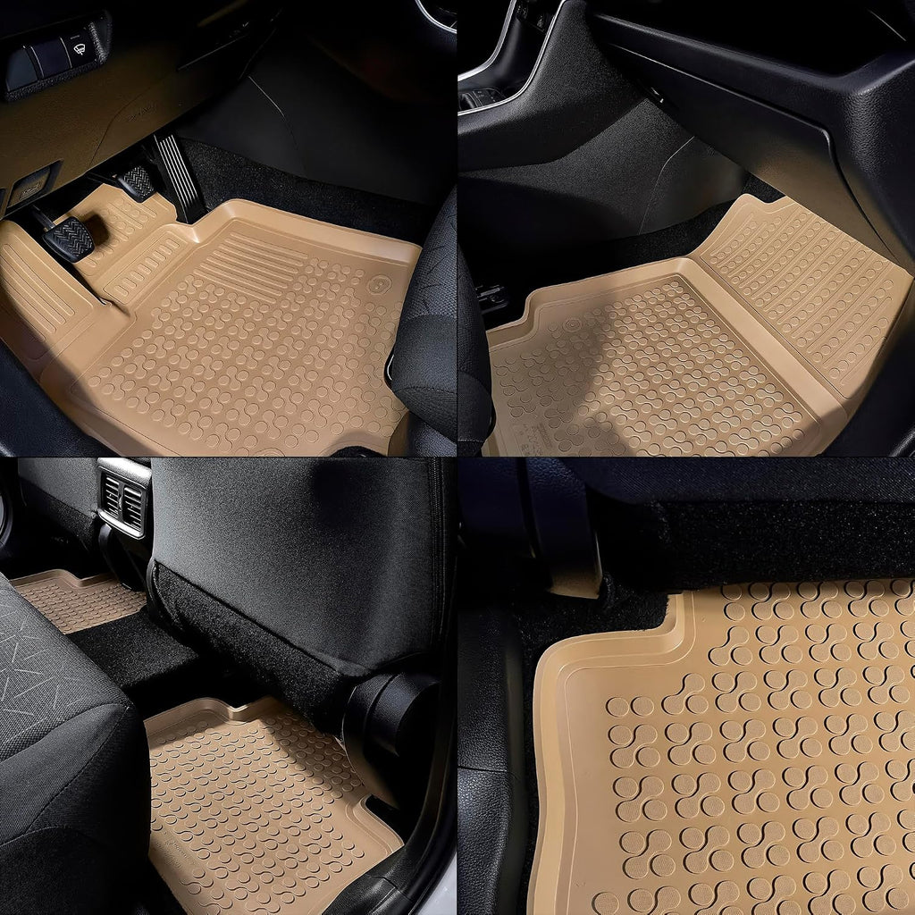 REZAW-PLAST Rubber Car Mats Compatible with 2004 2005 2006 2007 2008 2009 Lexus RX Floor Mats Tailored All Season Waterproof Custom Fit Beige