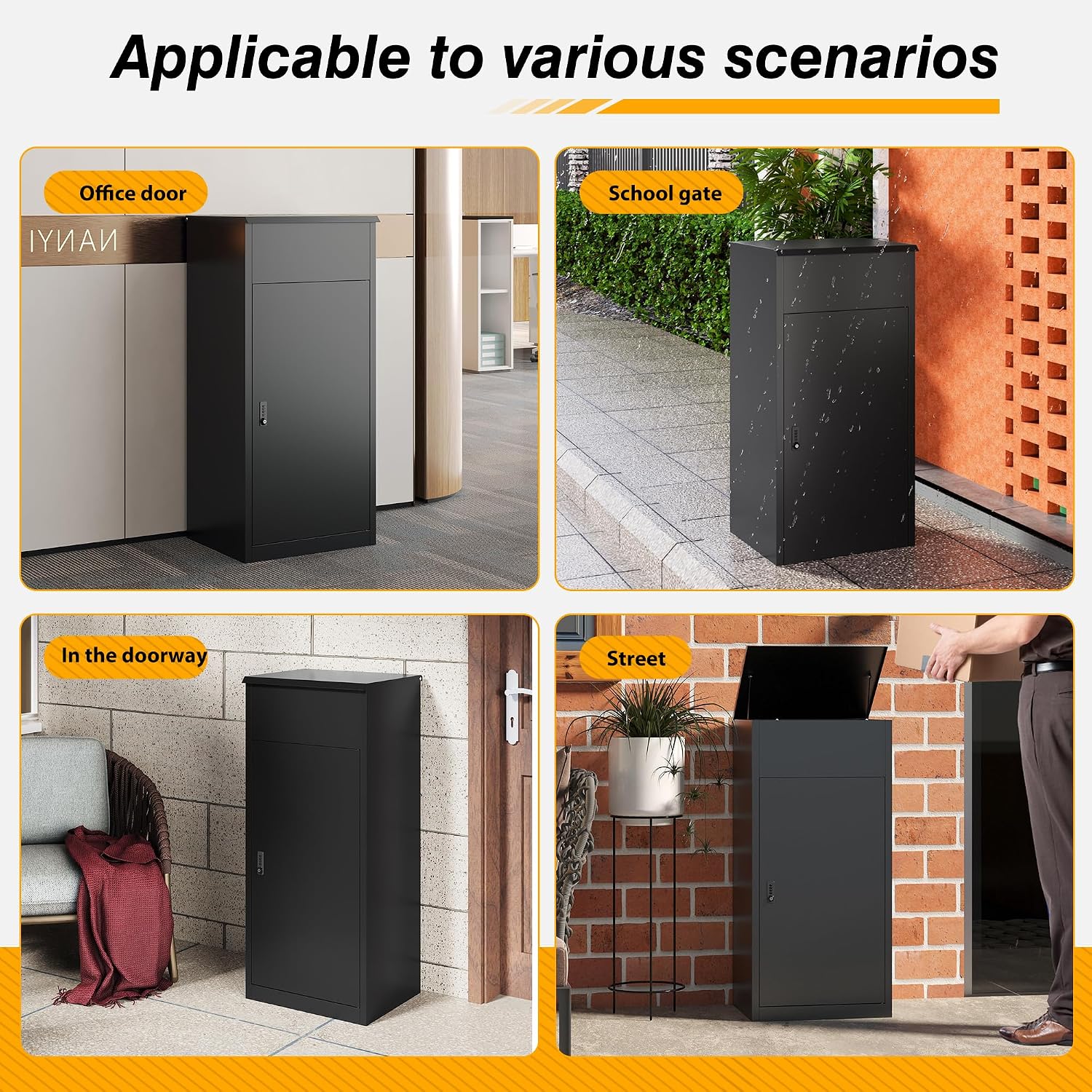 Large Package Delivery Boxes for Outside, Anti-Theft Steel Parcel Box with Coded Lock, Waterproof Weather Resistant Package Mailbox, Package Delivery Box for Porch, Fence, Curbside (Large)