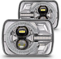 TRUE MODS 5x7 7x6 Inch H6054 Chrome LED HALO Headlights H4 Replacement For Jeep Wrangler YJ Cherokee XJ [DOT Approved] Honda Mazda Mercury Subaru Mitsubishi Renault Nissan D21 Freightliner Peterbilt