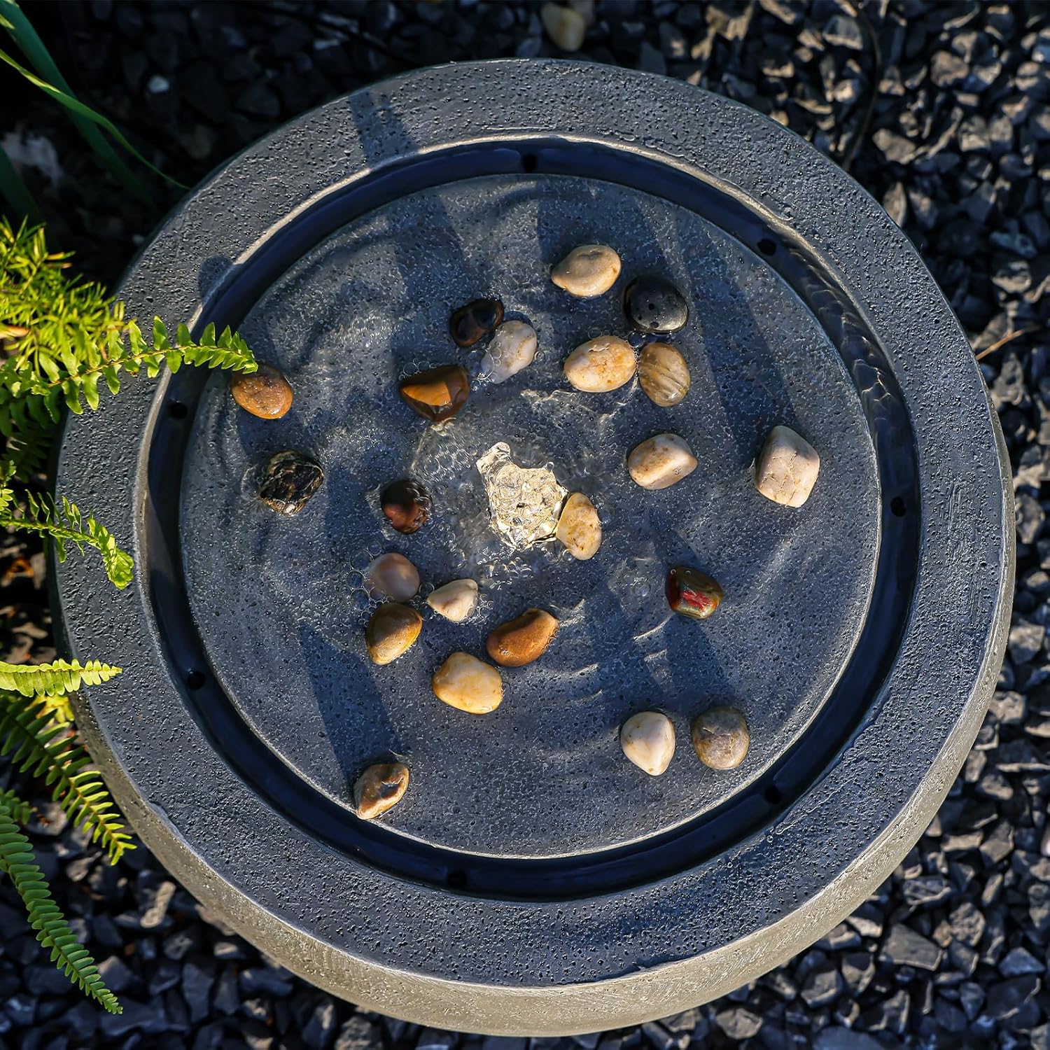 Tankana Garden Water Fountain Outdoor Bubbler Water Feature Indoor with Lights & Pump and Pebbles Waterfall Fountains Concrete Effect for Patio Deck Yard Home Decor Gray, 18 'L x 18' W x 11.5' H