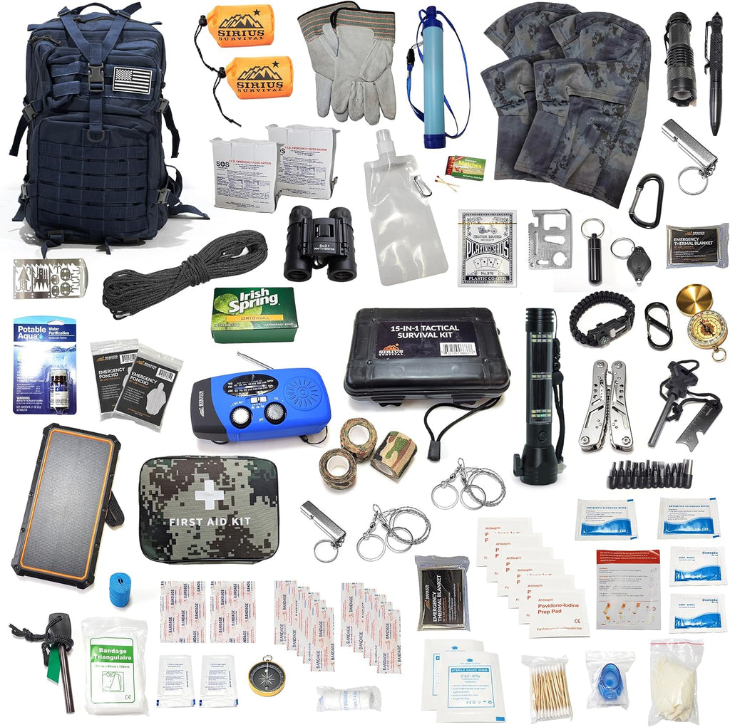 Sirius: Pre-Packed Bug Out Bag - 72 Hour Kit for 2 People - Bugout Backpack Survival Kit - Premium 50L Go Bag Tactical Backpack - Essential Bug Out Gear - Upgraded Survival Backpack
