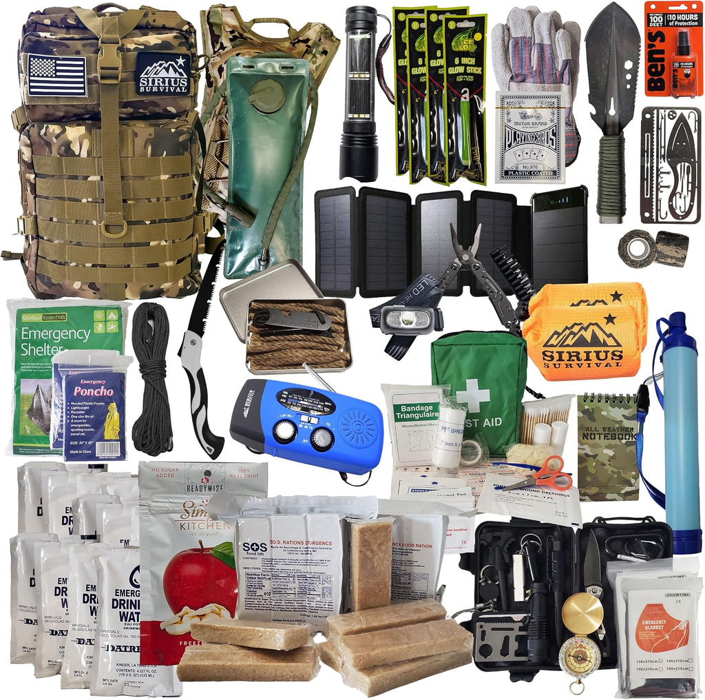 Bug Out Bag - Premium Bugout Backpack Pre-Packed Survival Kit - Ultimate 72 Hour Backpack Survival Kit - Comprehensive Survival Items - Go Bag Emergency
