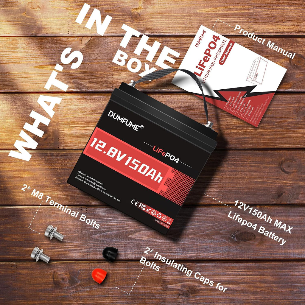 12V 150Ah Max Lithium LiFePO4 Battery, 100A BMS with Low Temp Cut-Off,Automotive-Grade Cells,15000+ Deep Cycles,Perfect for Solar,RV,Off-Grid,Home Energy Storage