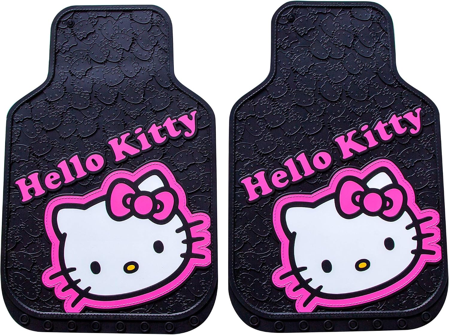 Plasticolor 008890ZA1 Hello Kitty Collage Hot Pink Sanrio Front & Rear Floor Mats and Steering Wheel Cover Set for Car Truck SUV - 5PC