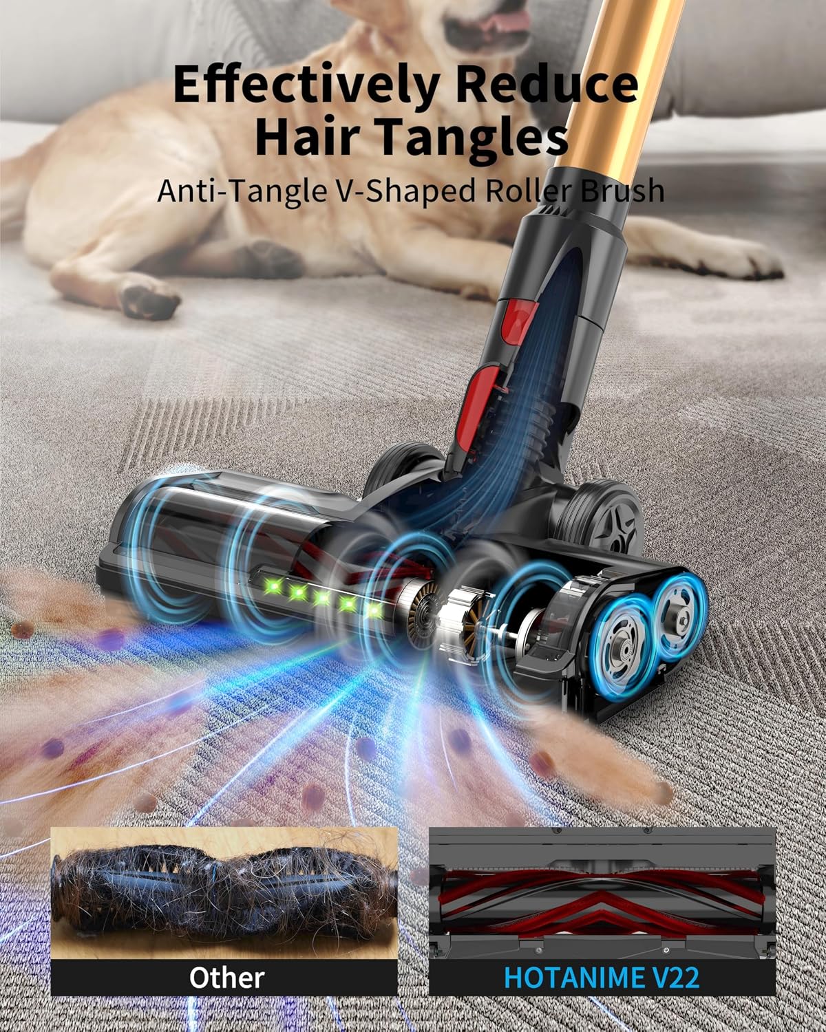 Cordless Vacuum Cleaner 55KPA Suction 65 Minute Runtime with Touch Screen and Self Standing for Carpets Hard Floors and Pet Hair
