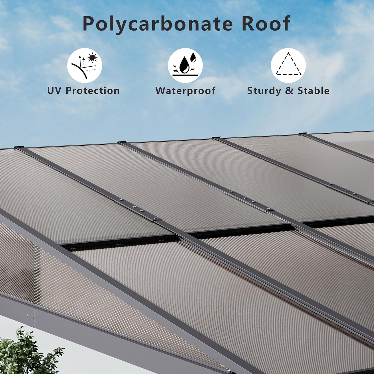 ALAULM 10'x 12' Outdoor Hardtop Pergola,Wall Mounted Lean to Gazebo with Curtains and Netting,Galvanized Metal Frame,Sunshade for Patio, Backyard, Deck and Lawns-Sand