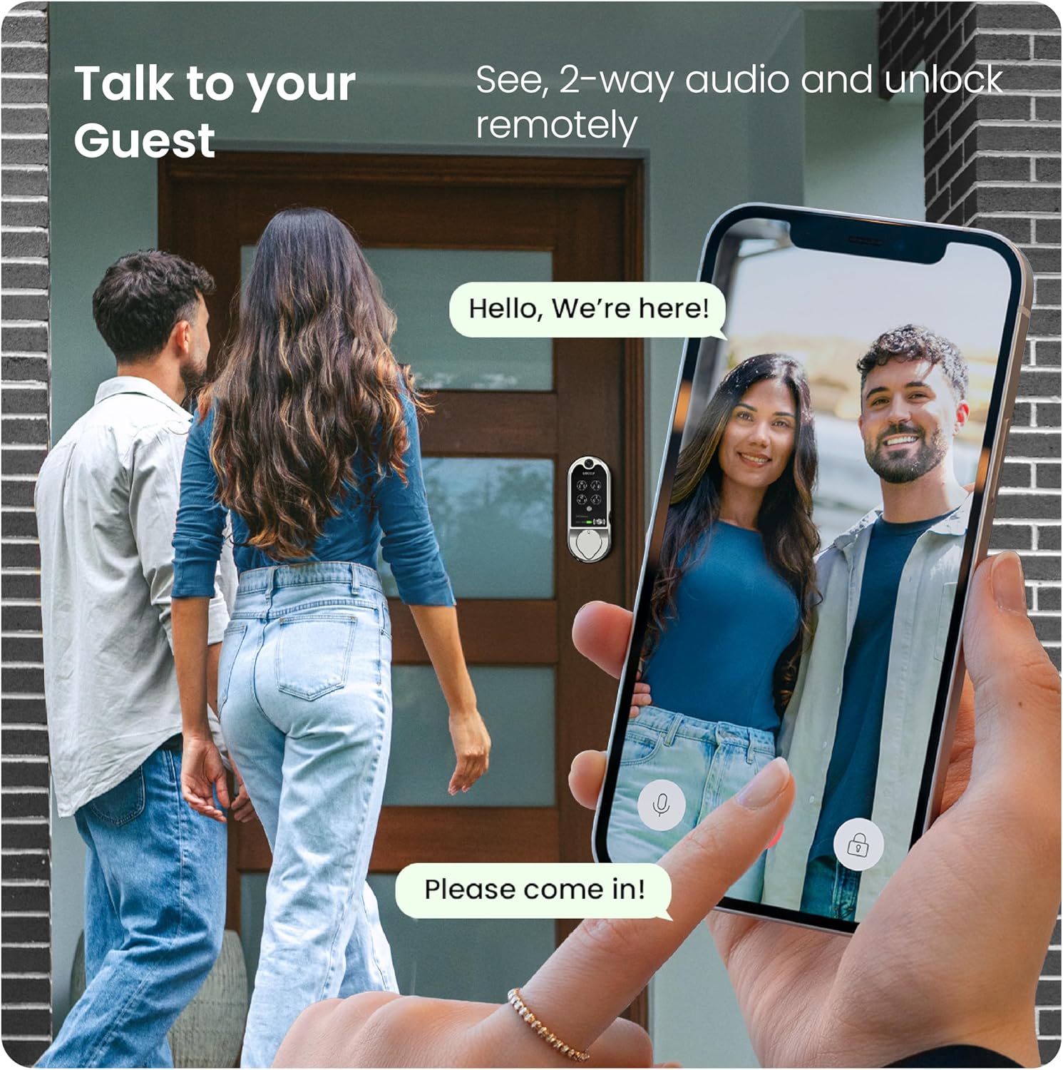 (Refurbished) Lockly Vision Smart Lock with Camera, Video Doorbell Keyless Entry Door Lock Wi-Fi, PIN Genie Keypad, Fingerprint, Auto Lock, Remote Control, Easy Installation, No Monthly Fee