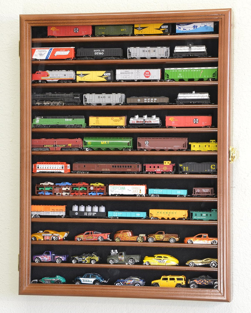 sfDisplay.com,LLC. 12 Shelves N Scale Train Model Trains Display Case Cabinet Wall Rack w/ 98% UV Lockable