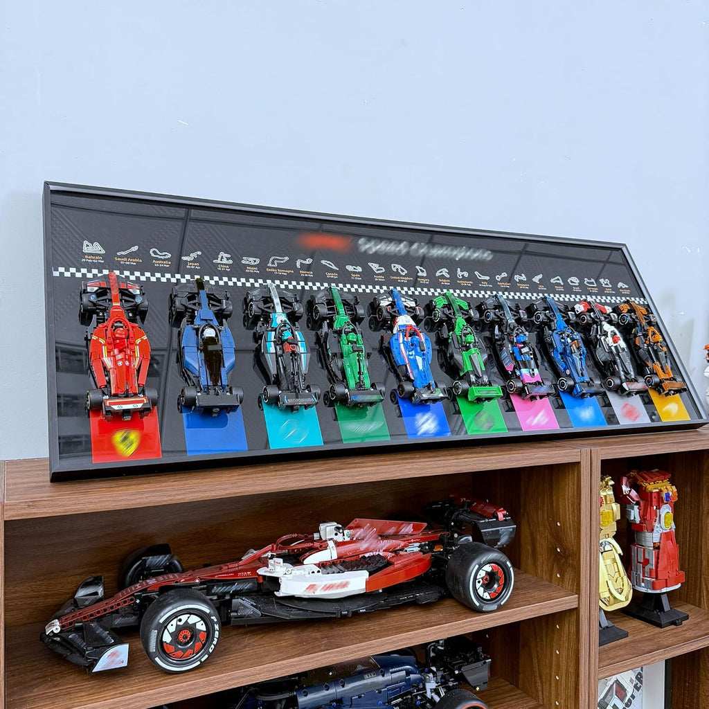 WETCEAOM Display Wallboard Compatible with Lego Speed Champions 66082, 10 Mini Cars Display Frame Wall Mount (77242–77251), Transform Models into Wall Art Display (Models Not Included!) (Black)