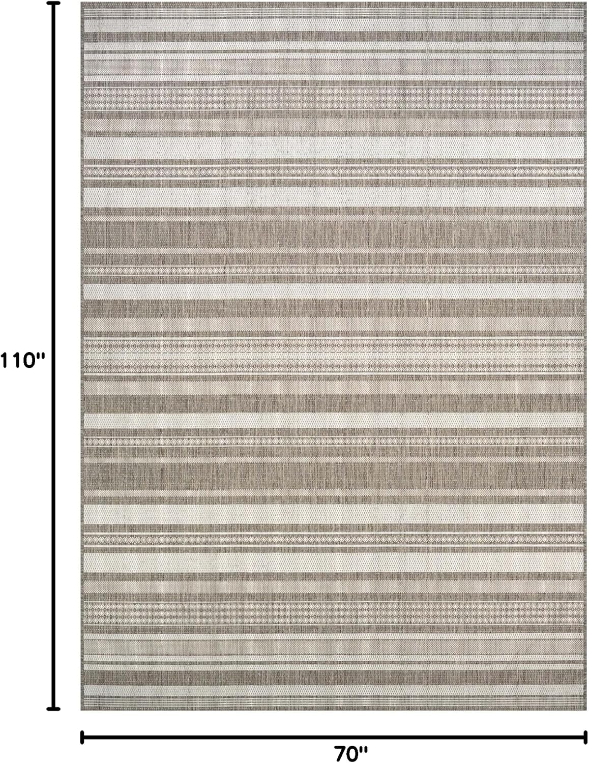 Couristan Recife Indoor Outdoor Rug - Gazebo Stripe 5'10' x 9'2' Rectangle in Champagne and Taupe, Low Pile, Hose Washable, Pet- Kid Friendly Home Decor for Living Room, Patio Furniture Set, Kitchen