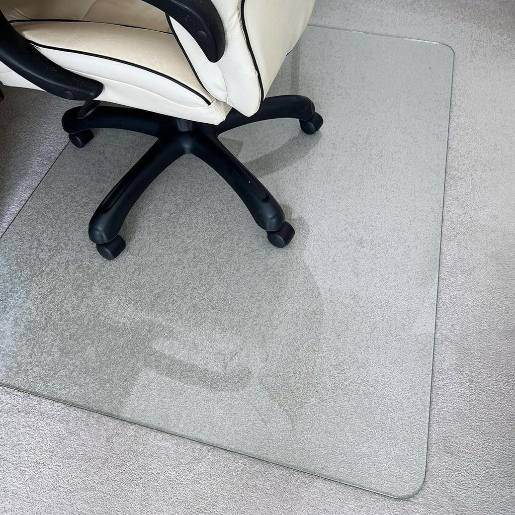 Marvelux Tempered Glass Office Chair Mat for Carpet & Hardwood Floors Clear Carpeted & Hard Floor Protector, Executive Thick Chair Mat for High & All Pile Carpets & Hard Wood with No Slip Pads 36'x40'
